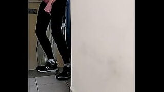pulling down penty tight lycra