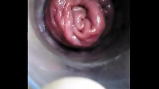 extreme anal gape at the pool with water inside the tunnel