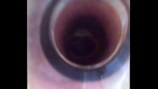 extreme anal gape at the pool with water inside the tunnel