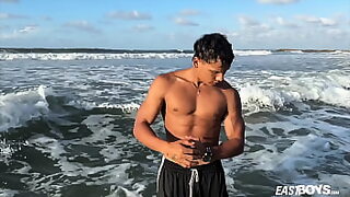 2 guys fuck a girl on the beach