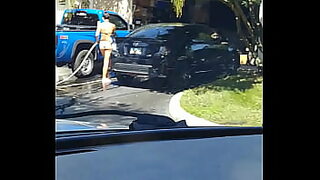 after washing the car in her bikini busty milf gets plowed by her sugar daddy
