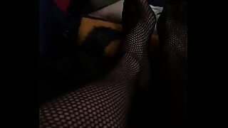 busty fishnet milf in heels