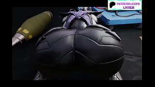 a beautiful big butt focking with 2 black big cock