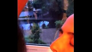 big tits through window