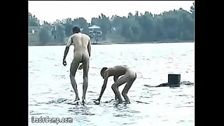 blondegummybear with sperm and piss bitch gets public on a bathing lake the mouth stuffed dirty used by 40 men as cum and piss toilet part 2