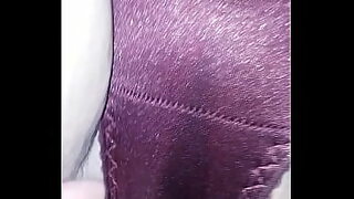 a girl mess in his satin penty