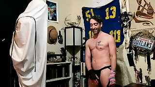 a girl in the bathroom washing clothes and swimming with a hidden camera