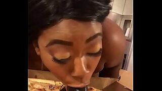 2 korean girl pizza boy fuck kitchen
