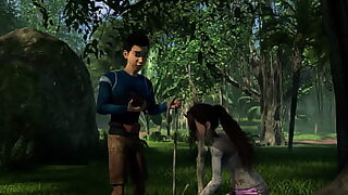 2 boys outside peeing